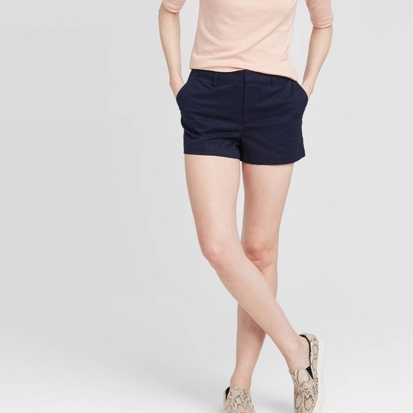 Womens Blue Chino Shorts Stretch Materi 